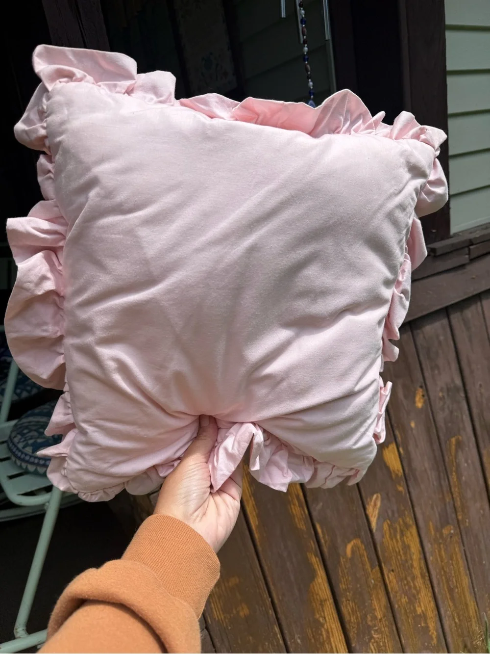 Handcrafted Pink Bunny Quilted Decorative Pillow